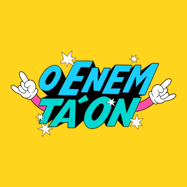 Colorful ENEM Ta On sticker with hand gestures by Mel Cerri
