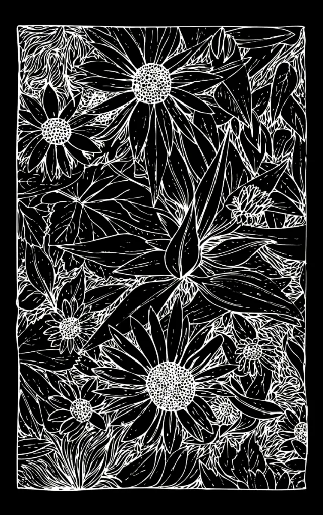 Detailed black and white floral engraving by Tobias Göbel