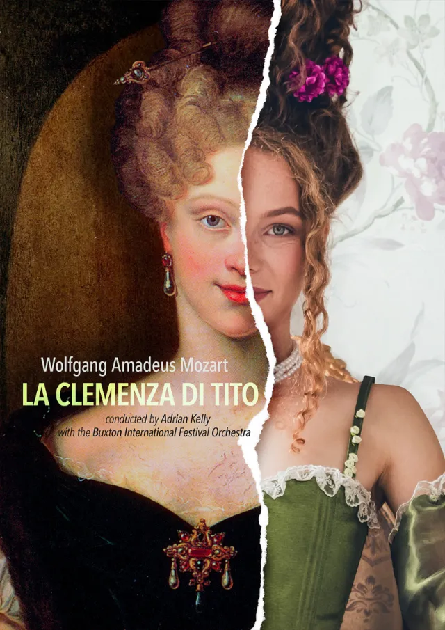 Split image of classical and modern woman on La Clemenza di Tito album cover by Patrick Boyer