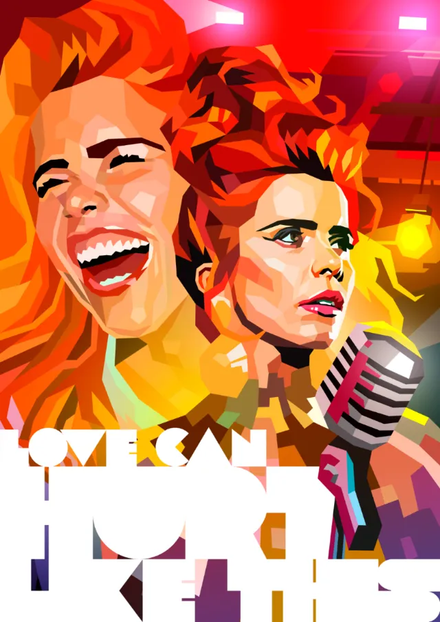 Pop art portrait of Paloma Faith with microphone by Liam Brazier