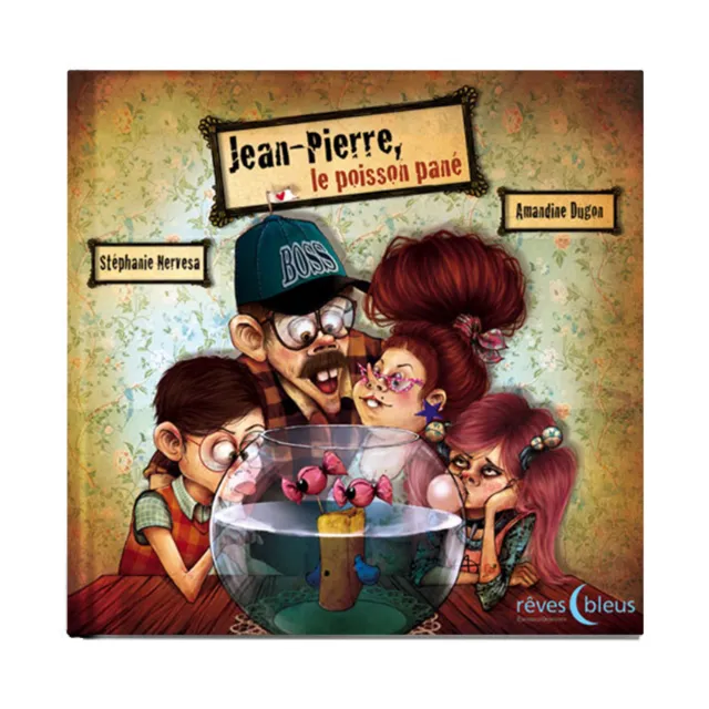 Children looking at fish in bowl illustration by Amandine Dugon