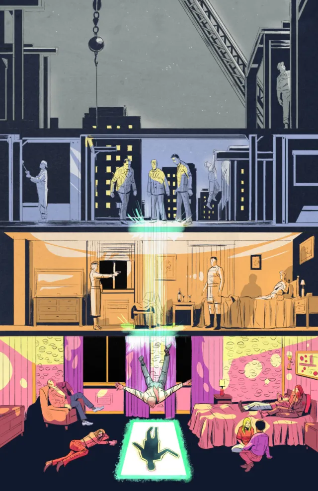 Do Not Disturb Issue 3 cover by Sic Monkie, showing layered city scenes