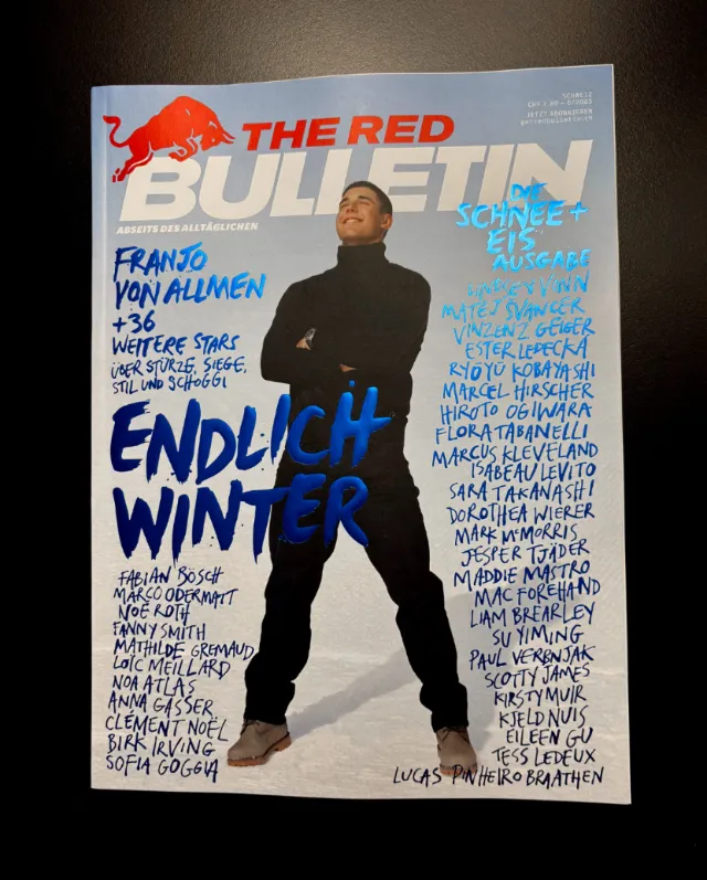 Red Bulletin Winter Sports cover hand lettering by Tallon Type