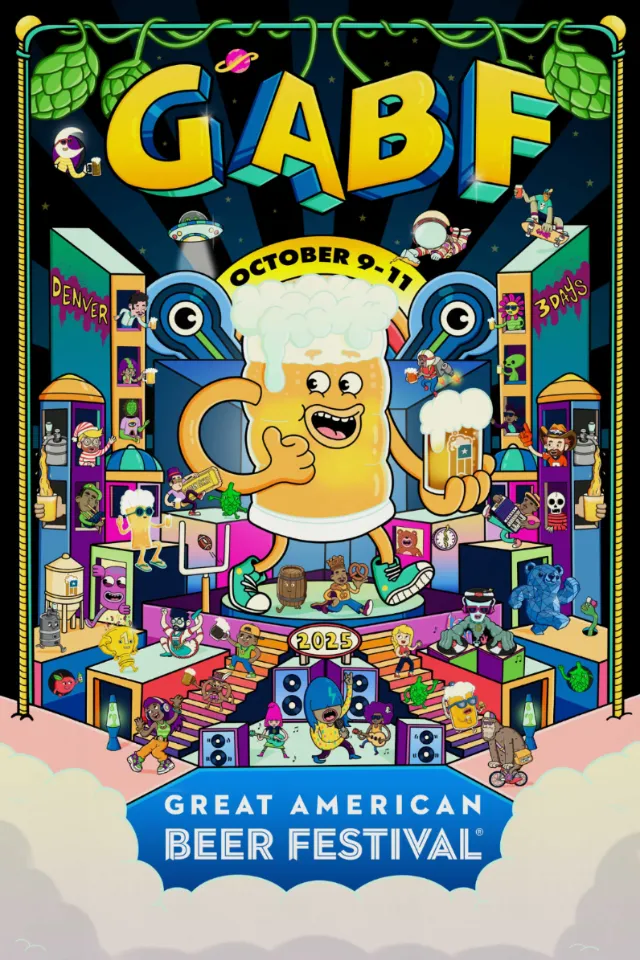Great American Beer Festival 2021 poster with animated beer mugs by Daniel Sulzberg