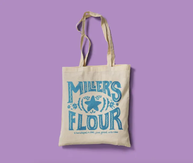 Totebag with Miller's Flour design by Carol Rempto