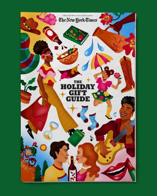 Colorful illustration for The New York Times Holiday Gift Guide by Alyah Holmes