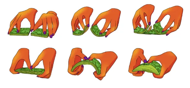 Hands folding and rolling a green leaf in six steps by Rachel Winter