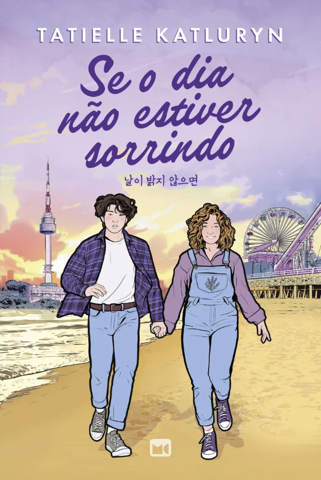 Book cover Se o Dia Não Estiver Sorrindo by Tatielle Katluryn, couple walking on beach