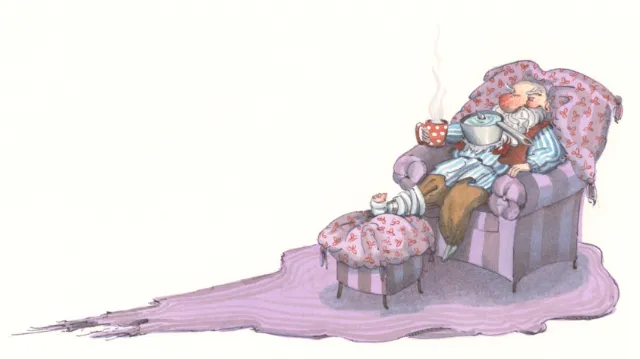 Character resting in chair with tea from Hotel Zweefkees by Marieke Nelissen