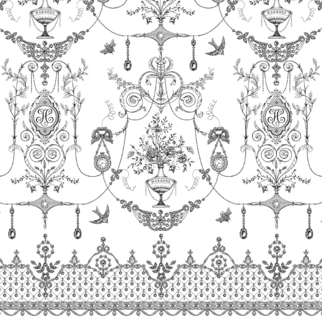 Black and white lace print with floral and ornamental designs by Svetlana Molodchenko