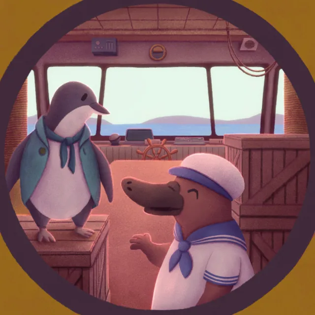 Illustration of Tasmanian animals dressed as sailors by Momo Sugimoto