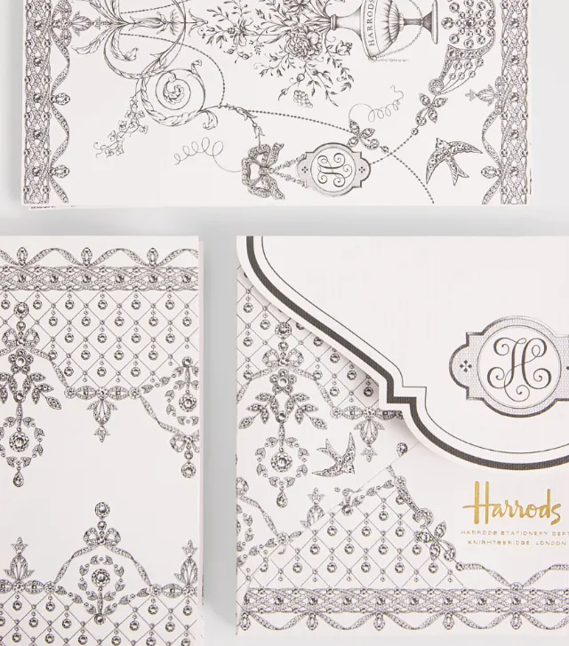 Harrods tissue paper with floral patterns and logo sticker by Svetlana Molodchenko