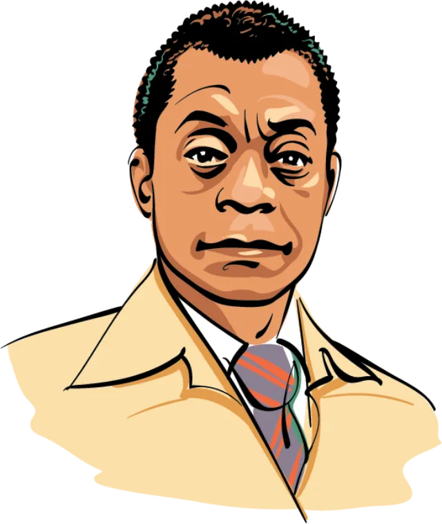 Illustrated portrait of James Baldwin by Kathryn Rathke