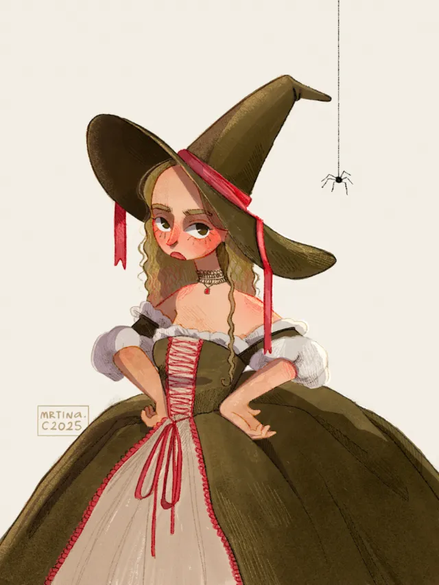 Stylized Victorian witch character design