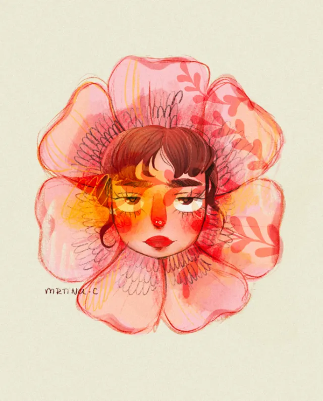Experimental portrait using abstract floral elements