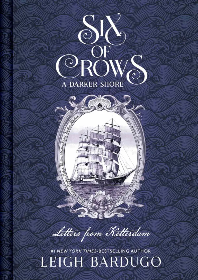 Book cover etching of a sailing ship by Studio Duco