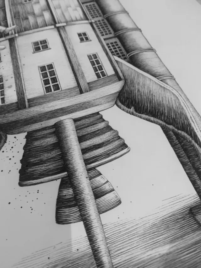Detailed sketch of Bonnefanten Museum rocket