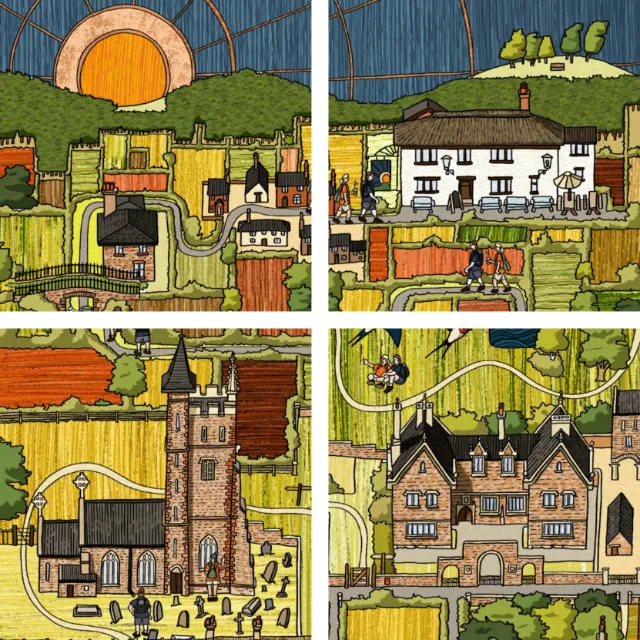 Abstract map showing Somerset buildings and roads by Jack Sweet