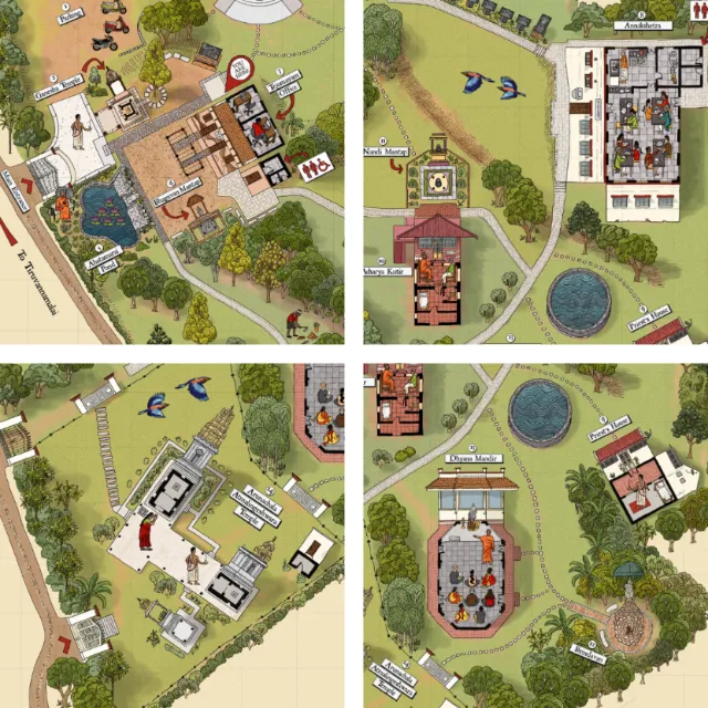 Map of Sri Arunachala Ramana Ashram in Tiruvannamalai India