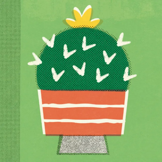 Stylized potted cactus plant illustration by Pintachan