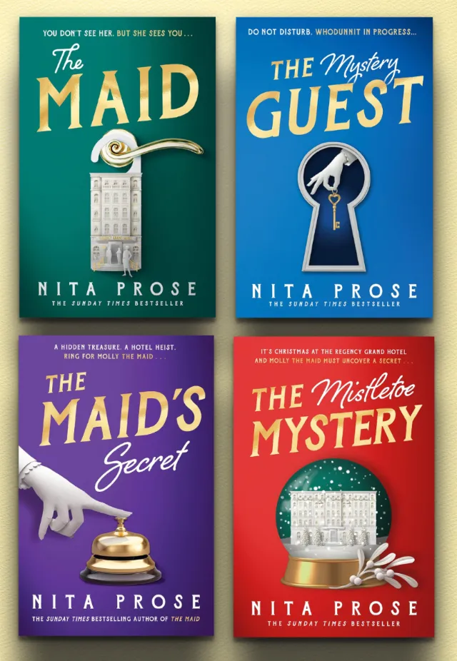 Book covers for The Maid series with gold objects by Gail Armstrong