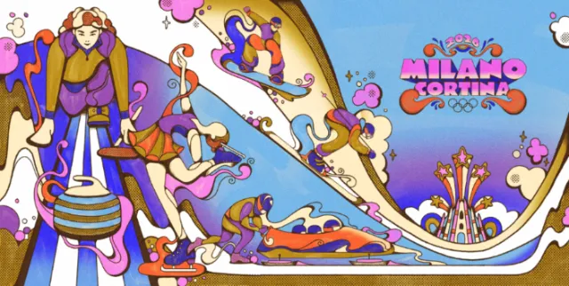 Colorful Winter Olympics 2026 sporting events illustration by Laura Greenan