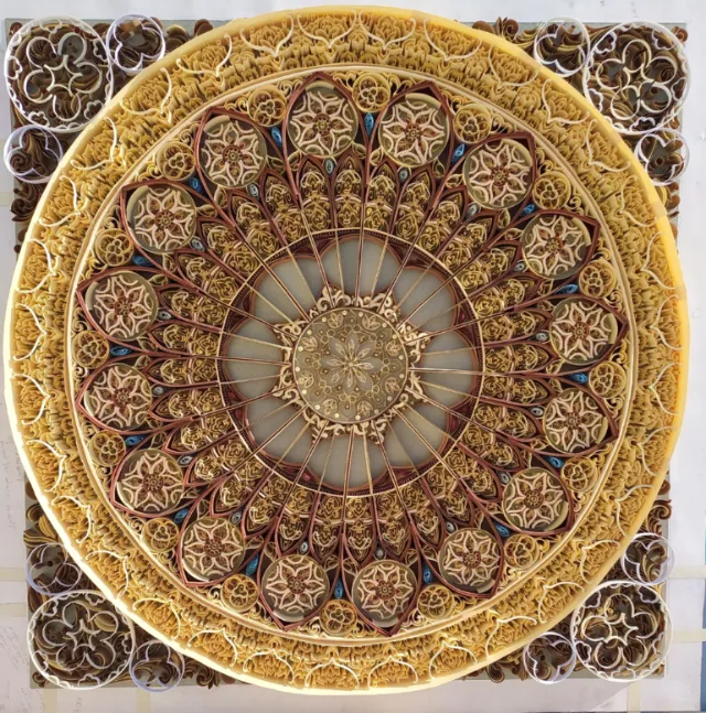 Detailed circular quilling paper art by Glimpsecraft with lace-like patterns