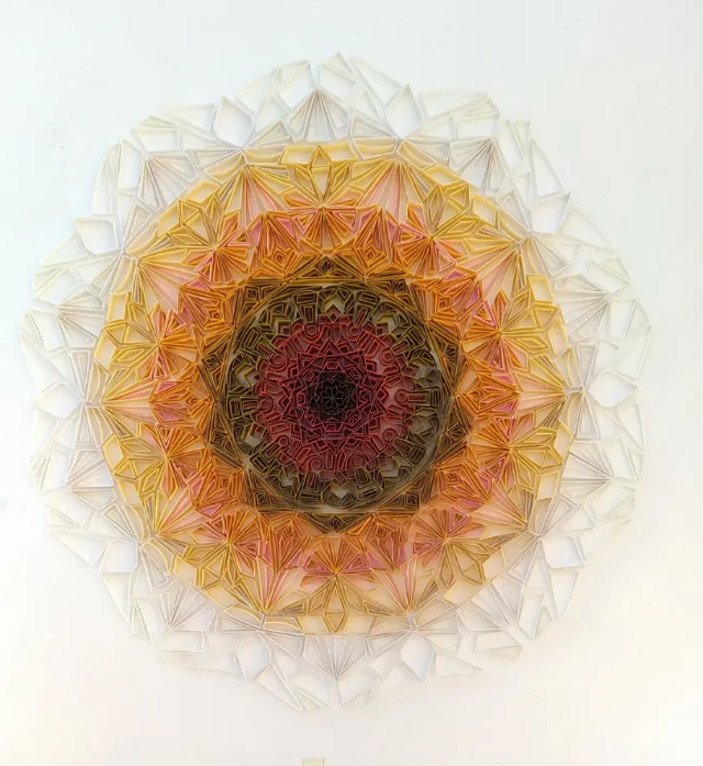 Radial symmetrical artwork with geometric cells and kaleidoscope effect by Glimpsecraft
