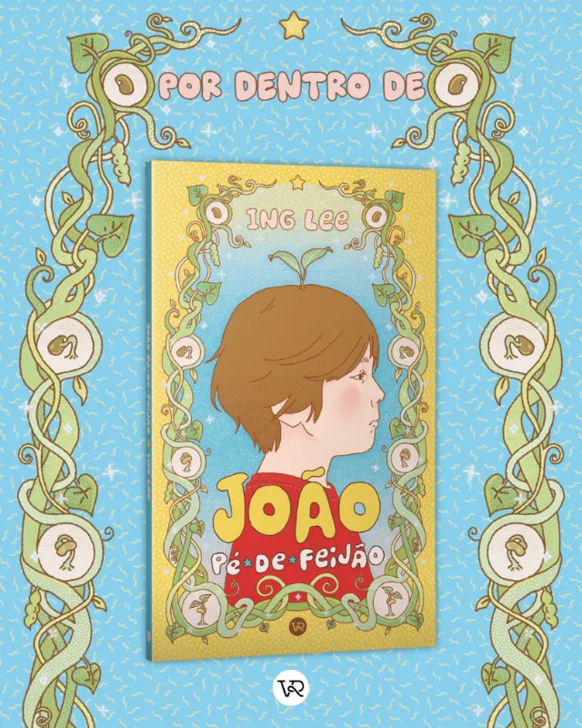 Ing Lee illustration of a boy on the cover of Por Dentro de João de Feijão