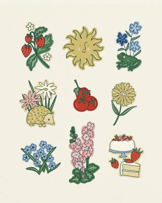 Minimal graphic illustration of Swedish seasonal motifs