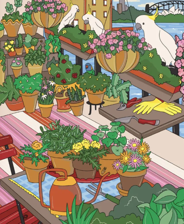 Cozy balcony with plants and sunlight
