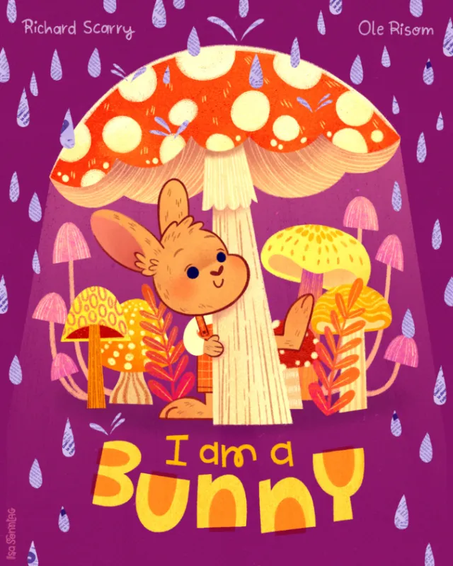 Reimagined I Am a Bunny book cover by Isa Sonntag with bunny and mushrooms