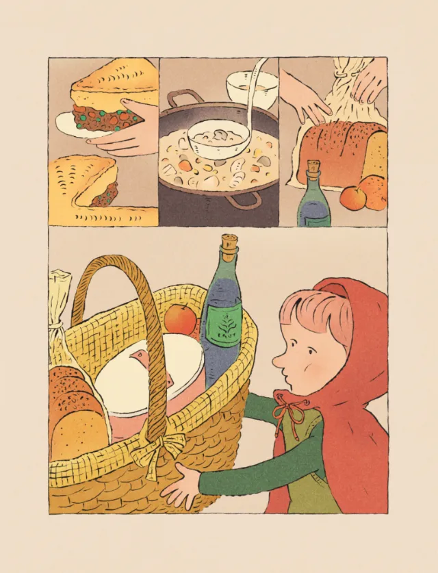 Little Red Riding Hood's mom preparing food in kitchen by Tianyi You
