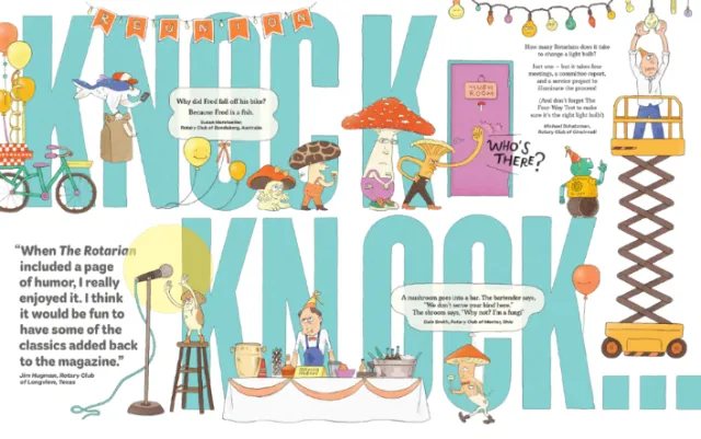 Opener and spot illustrations for Rotary Magazine Happiness Issue