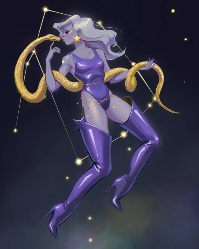 Illustration of Ophiuchus, zodiac constellation, by Ede Studio