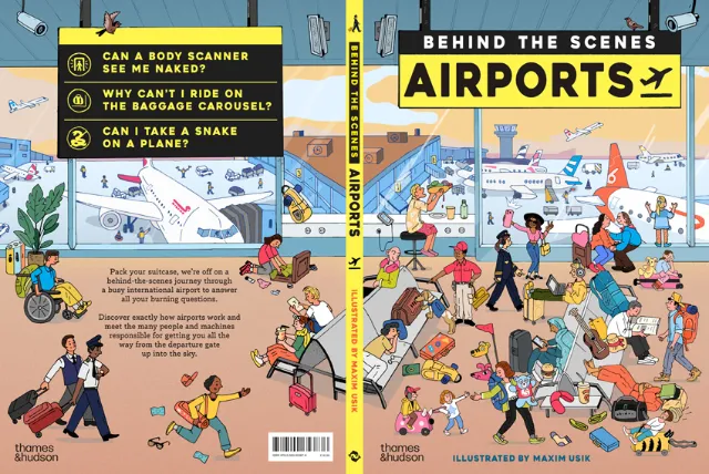 Detailed airport scene with travelers and staff by Maxim Usik