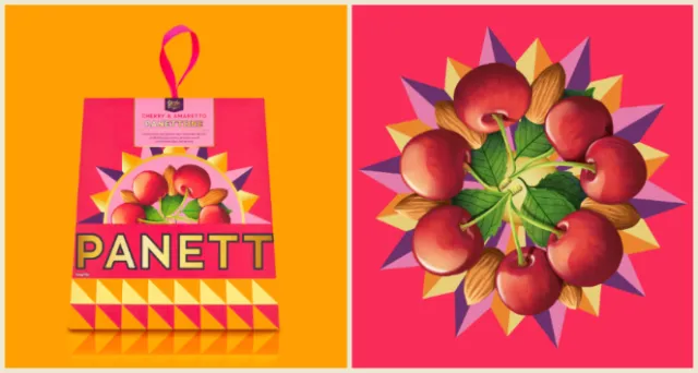 Cherry fruit packaging design by Luiza Laffitte with vibrant colors