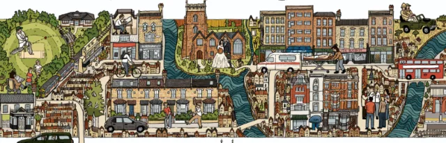 A detailed life map illustration for a landscape architect by Jack Sweet