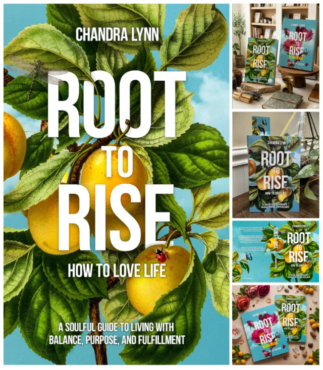 Root to Rise book covers by Chandra Lynn featuring fruit and leaves artwork by Patrick Boyer