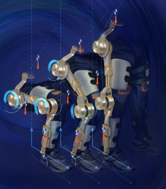 Mechanical exoskeleton legs with joints and actuators by Alex Webber