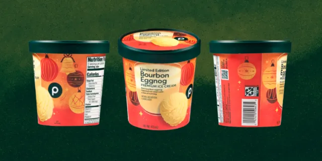 Pumpkin Spice ice cream containers by Barbara Tamilin, shown from three perspectives