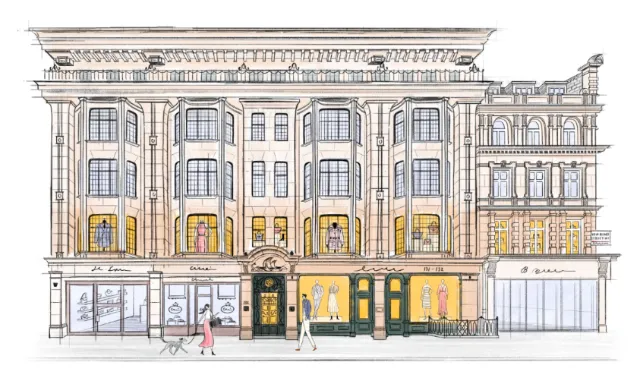 Watercolor illustration of Victorian building facade by Kate Snell