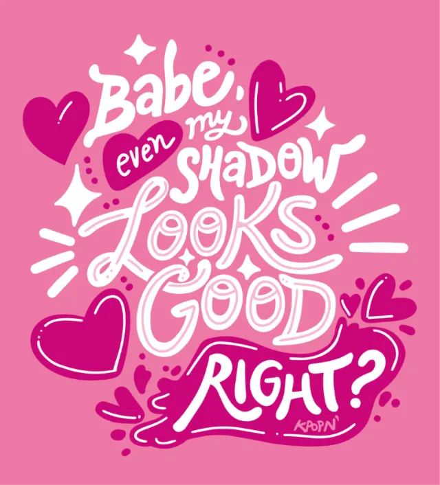Lettering of Twice's 'Strategy' lyrics by Carol Rempto with hearts and stars