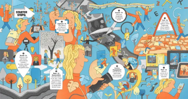 Editorial illustration about online influence and digital culture