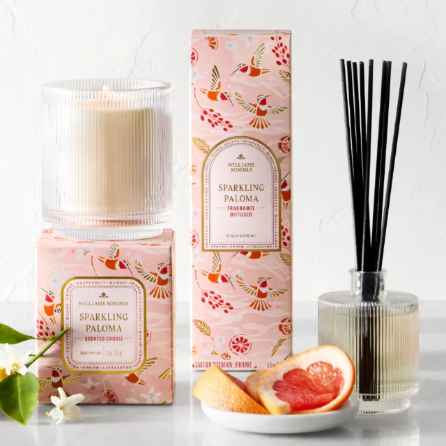 Williams Sonoma Sparkling Paloma scent set with candle and diffuser by Mayuko Fujino