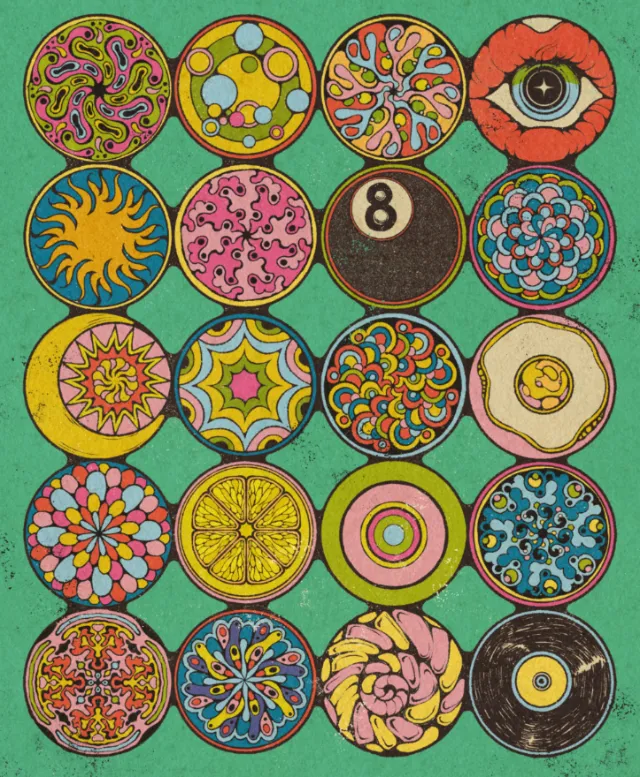 Abstract colorful circular pattern with varied designs by Lydia Silver
