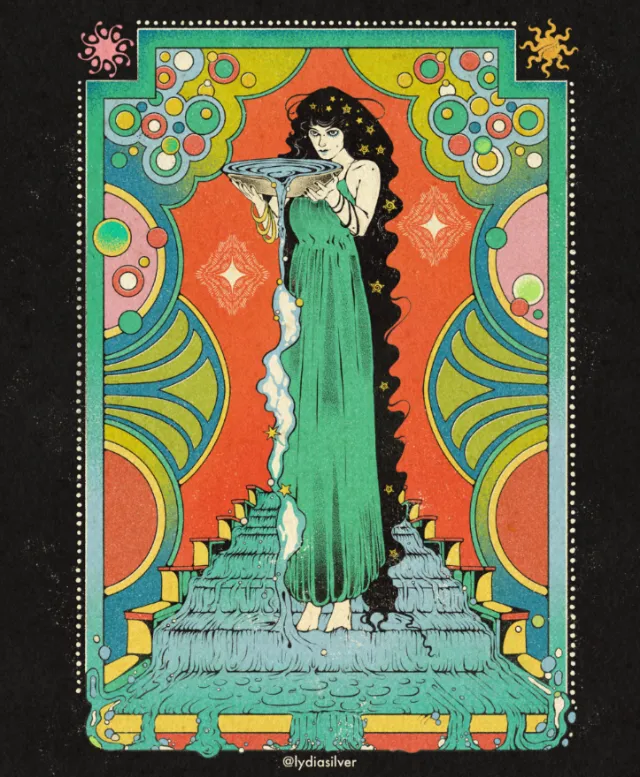 Fantasy art of Circe with the Aquarius Water Bearer motif