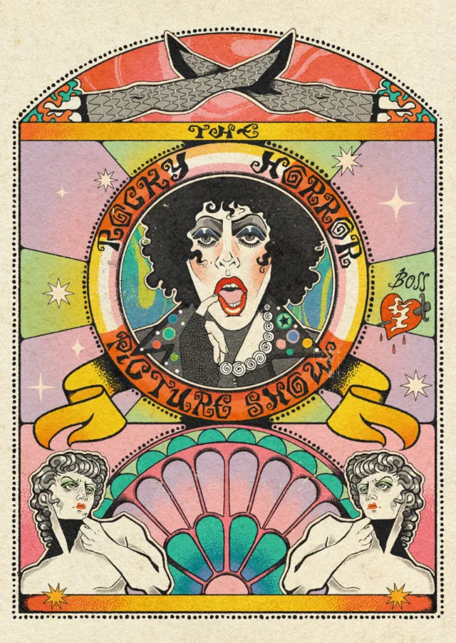 Custom Rocky Horror Picture Show fan poster with vintage textures