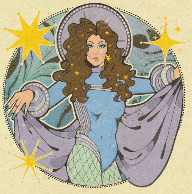 Illustration of 1970s sci-fi disco singer Dee D. Jackson by Lydia Silver