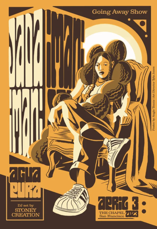 Poster of singer and rapper Jada Imani sitting on chair by Augie Trautz